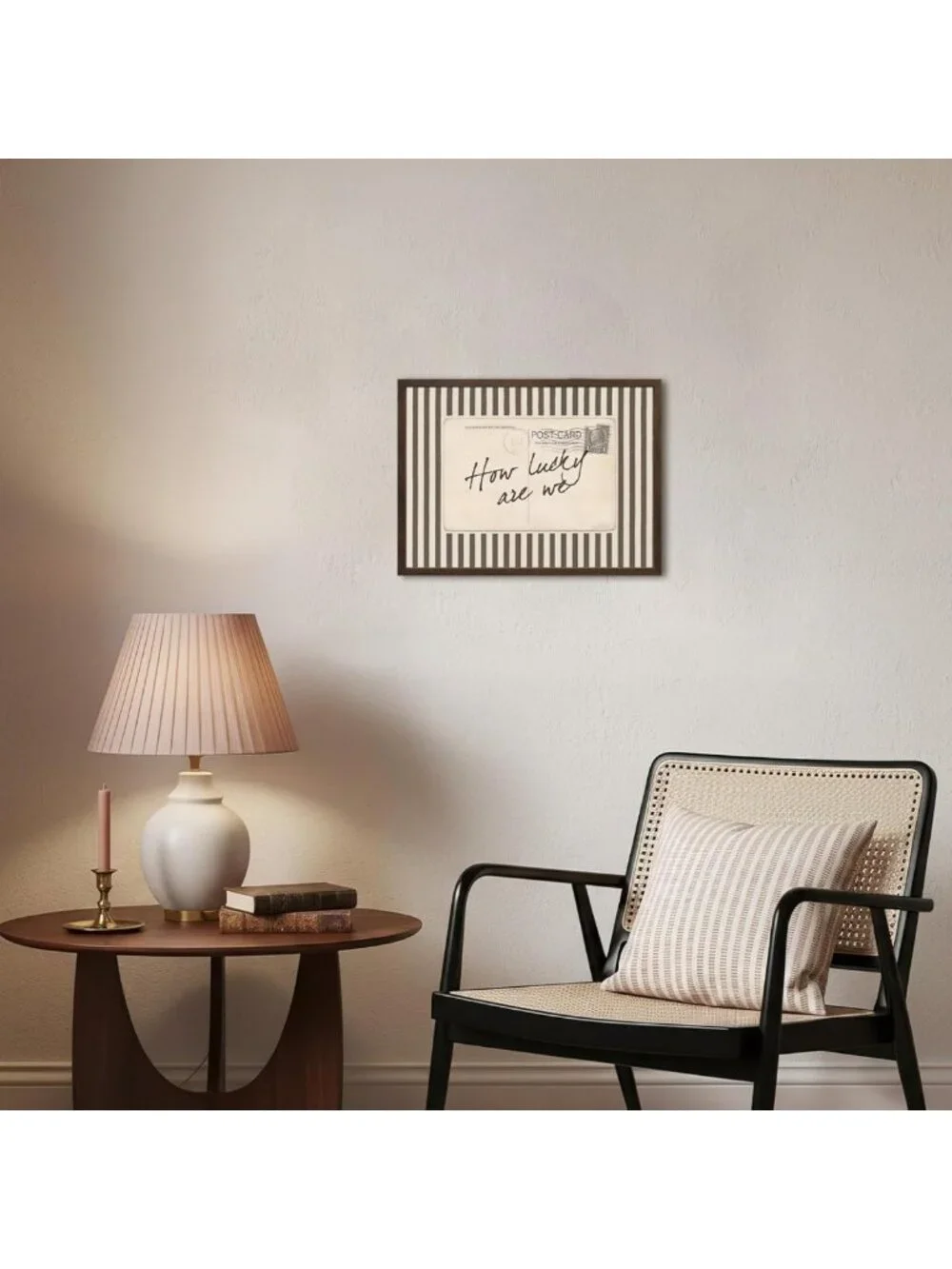 Vintage Striped Letter Wall Art | Trendy Preppy Inspirational Quote Canvas Print